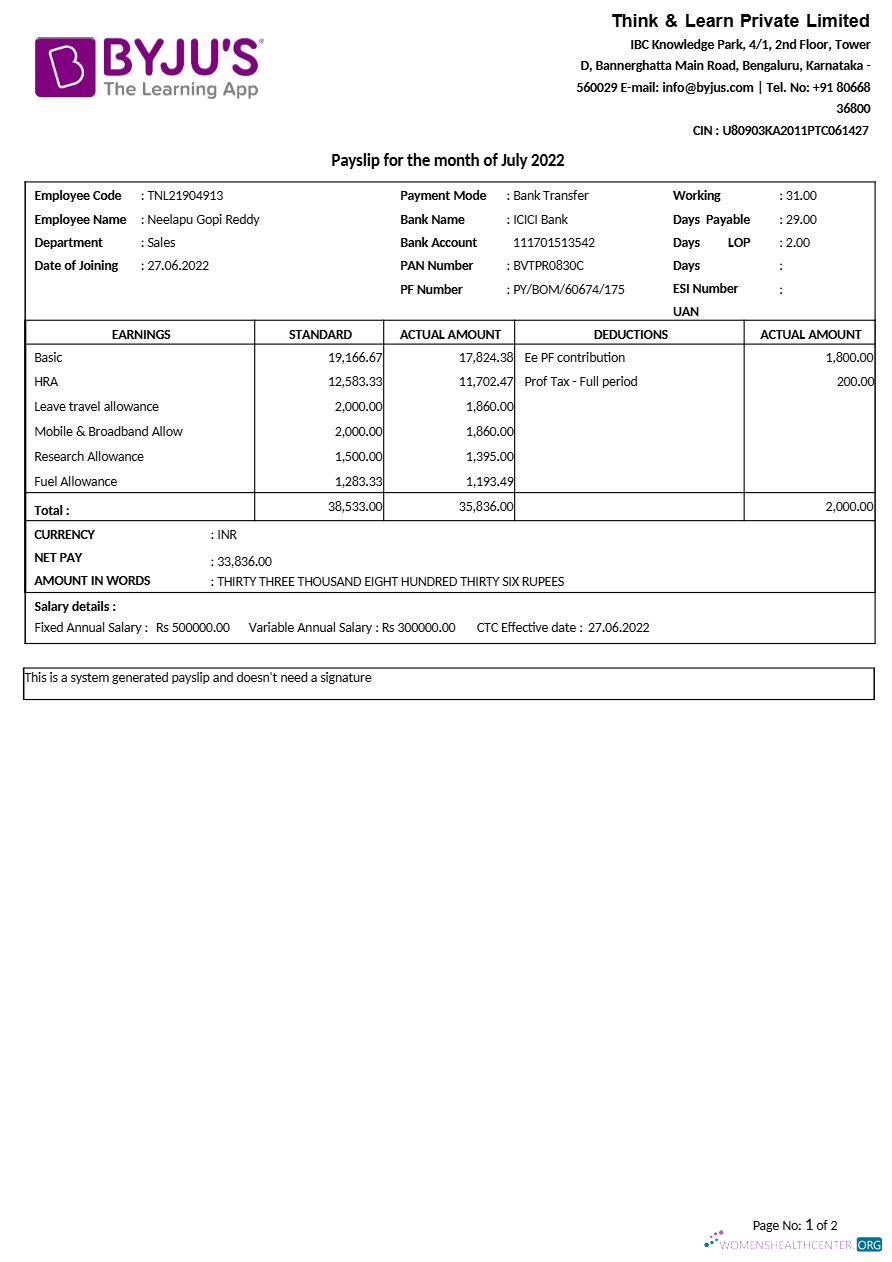 Download BYJU s learning app payslip template in Word and PDF formats.pdf, 1 Photoshop template